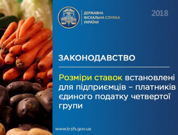 Розміри ставок для платників єдиного податку четвертої групи Розміри ставок для платників єдиного податку четвертої групи