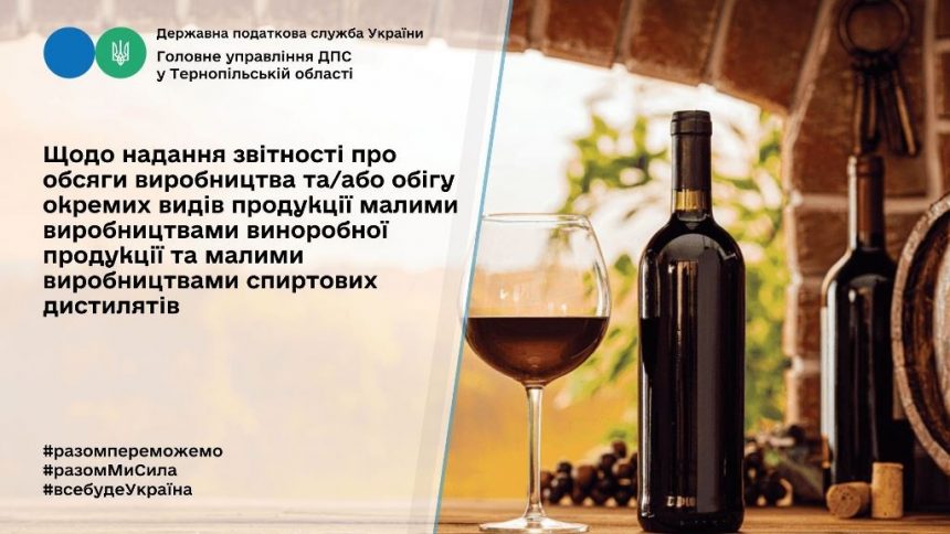 Звітність про обсяги виробництва чи обігу окремих видів продукції малими виробниками вина або спиртових дистилятів